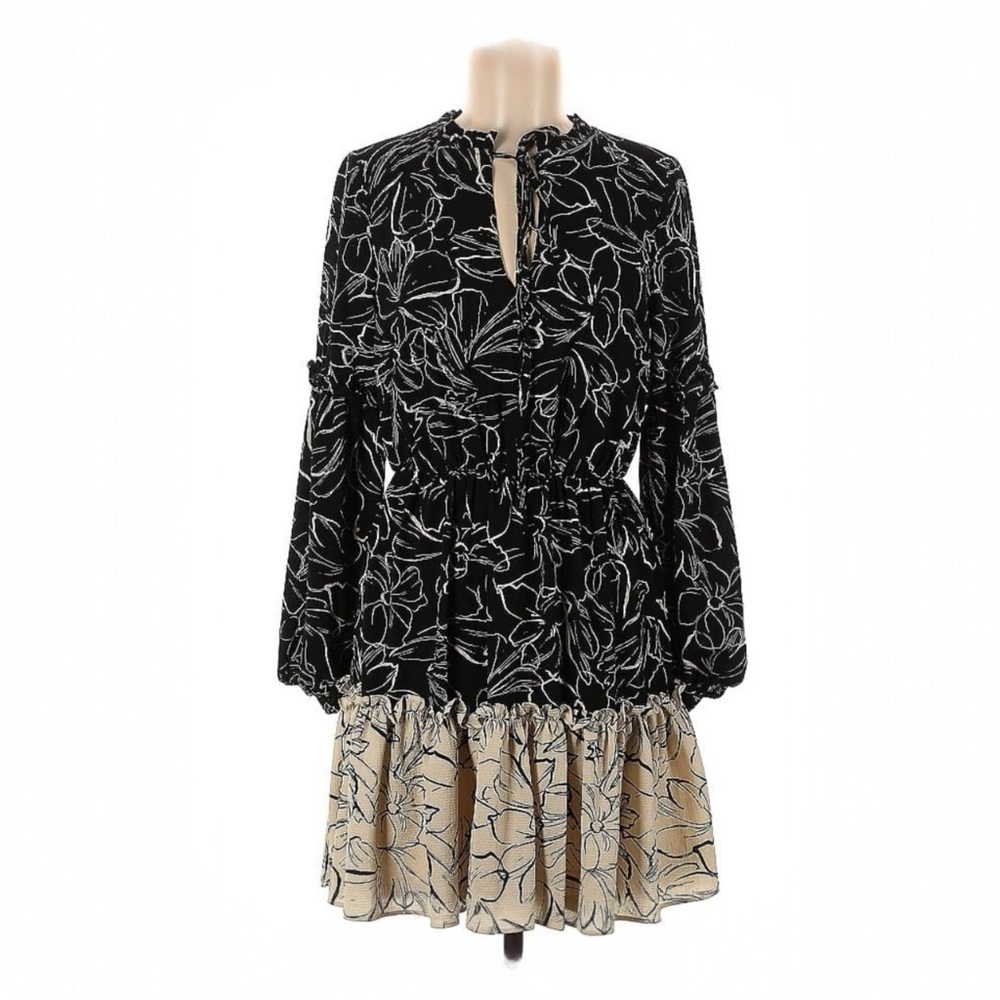 LAUNDRY By Shelli Segal Floral Print Ruffle Tiered Mini Dress Size 6